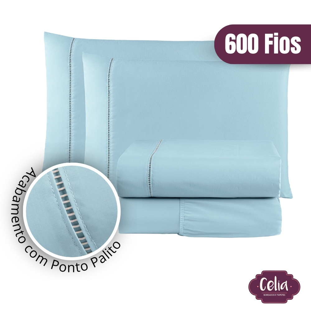 Jogo De Lençol Algodão Premium Queen 4 Peças 600 Fios
