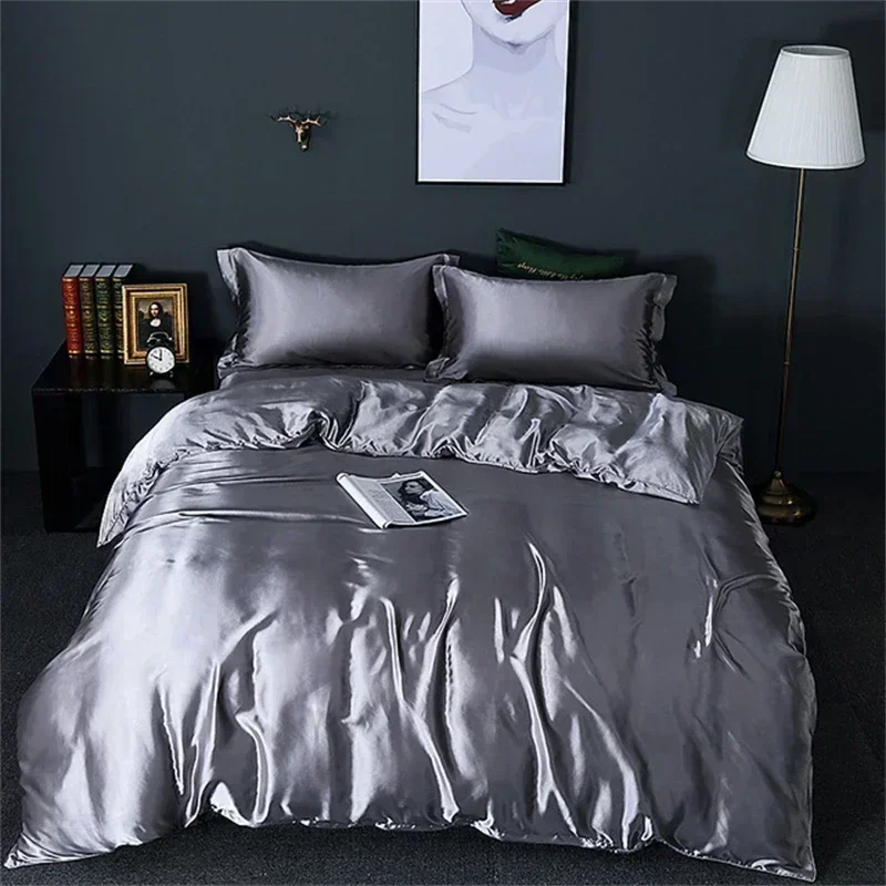 Roupa de Cama King Em Seda Natural Mix Cinza | Mulberry Luxo