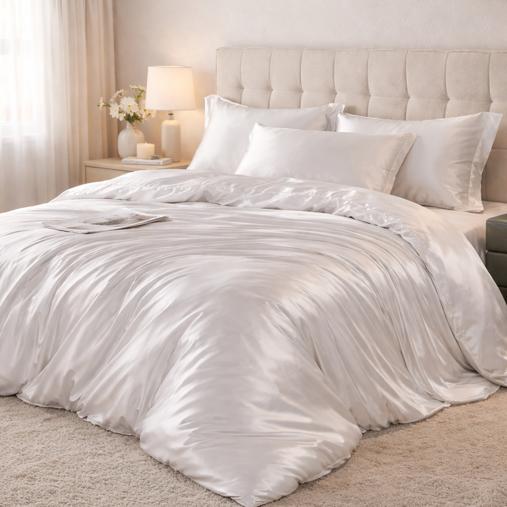 Roupa de Cama Queen Em Seda Natural Mix Branco | Mulberry Luxo