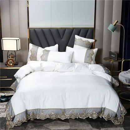 Jogo de Cama Capa de Edredom King com Renda Estilo Realeza