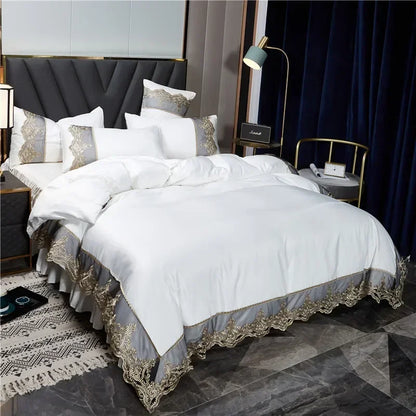 Jogo de Cama Capa de Edredom King com Renda Estilo Realeza