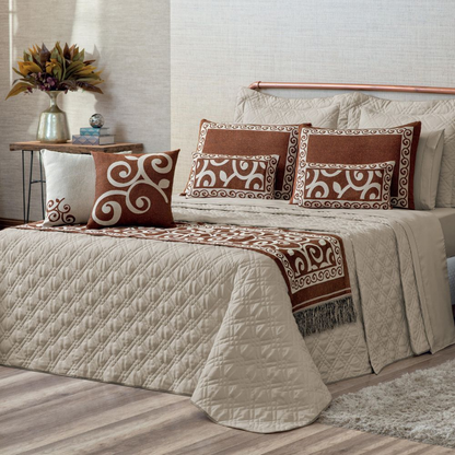 Kit Colcha Cobre Leito King Turin 5 Peças Completo Premium