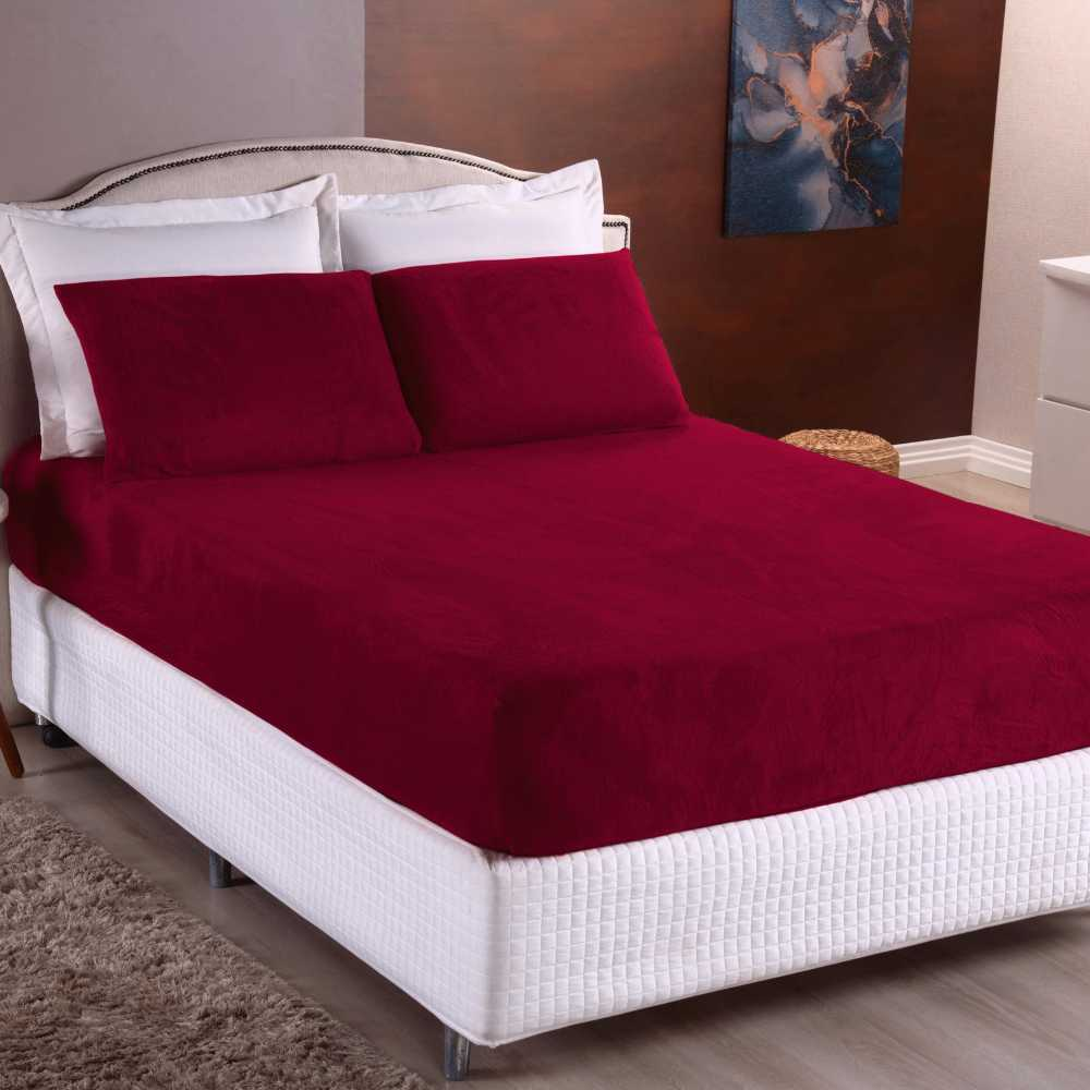 Kit Lençol Solteiro de Plush Elástico 2 Peças