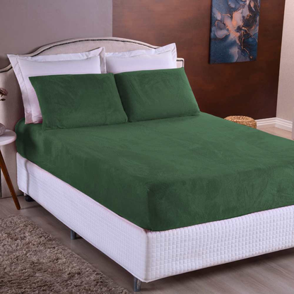 Kit Lençol Queen de Plush Elástico 3 Peças