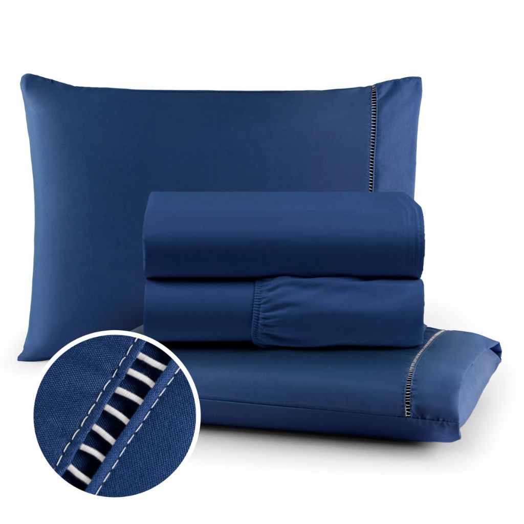 Roupa de Cama Solteiro Micropercal 400 Fios Ponto Palito 03 Peças