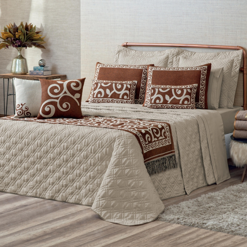 Kit Colcha Cobre Leito King Turin 5 Peças Completo Premium
