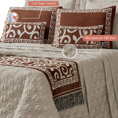 Kit Colcha Cobre Leito King Turin 10 Peças Completo Premium