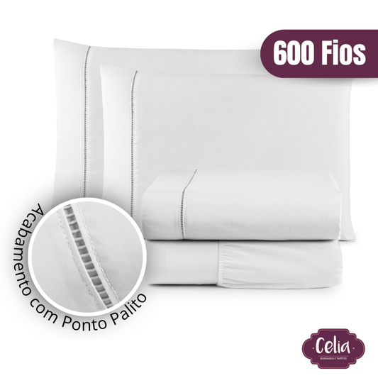 Jogo De Lençol Algodão Premium Super King 4 Peças 600 Fios