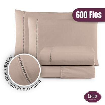 Jogo De Lençol Algodão Premium Super King 4 Peças 600 Fios