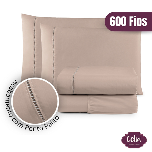 Jogo De Lençol Algodão Premium Queen 4 Peças 600 Fios