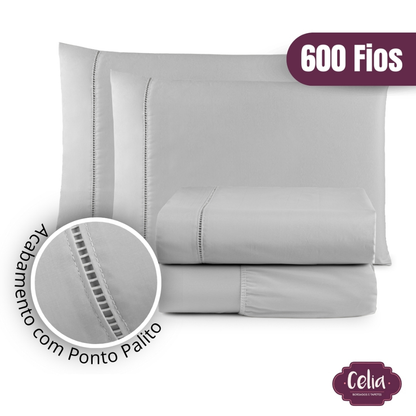 Jogo De Lençol Algodão Premium Casal 4 Peças 600 Fios