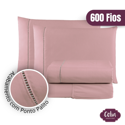 Jogo De Lençol Algodão Premium Super King 4 Peças 600 Fios