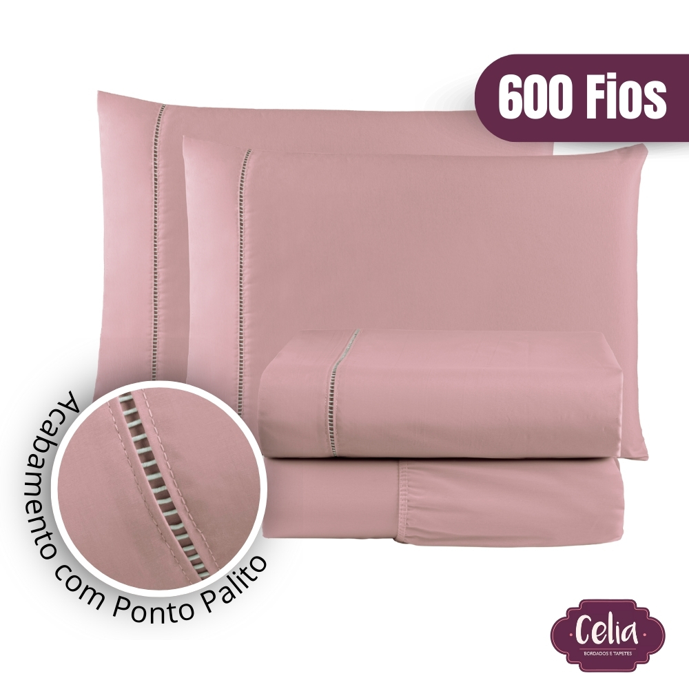 Jogo De Lençol Algodão Premium Queen 4 Peças 600 Fios