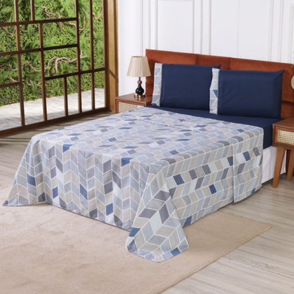 Roupa de Cama Solteiro Micropercal 400 Fios Ponto Palito 03 Peças