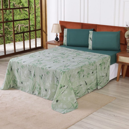 Roupa de Cama Solteiro Micropercal 400 Fios Ponto Palito 03 Peças