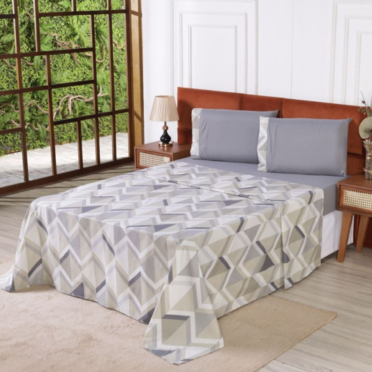 Roupa de Cama Solteiro Micropercal 400 Fios Ponto Palito 03 Peças