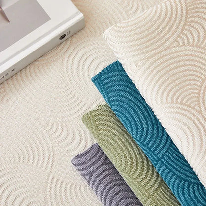 Capa de Sofá Chenille Jacquard Bege Antiderrapante com Relevo Lenogue