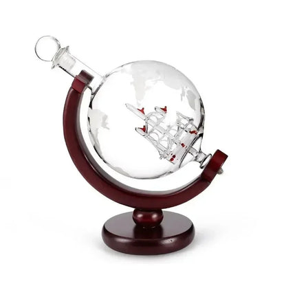 Conjunto Decanter Globo de Vidro com Suporte de Madeira e 2 Copos Lenogue