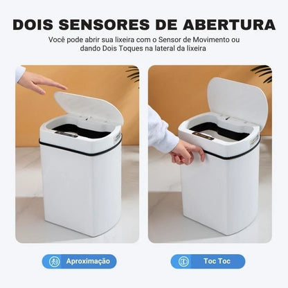 Lixeira Inteligente 15l com Sensor Automático para Banheiro e Cozinha Lenogue