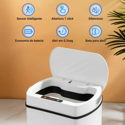 Lixeira Inteligente 15l com Sensor Automático para Banheiro e Cozinha Lenogue