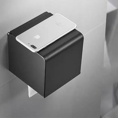 Porta Papel Higiênico com Tampa e Suporte Celular em Aço Inox Lenogue