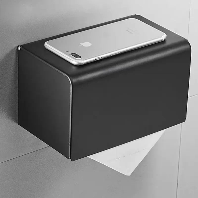 Porta Papel Higiênico com Tampa e Suporte Celular em Aço Inox Lenogue