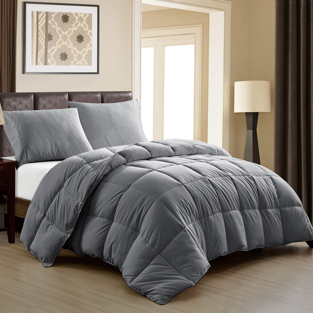 Edredom Dupla Face Percal 400 Fios Extra Macio Casal Luxo Plumage Cinza Escuro