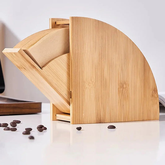 Suporte de Filtro de Café em Bambu para Organização de Cozinha Lenogue