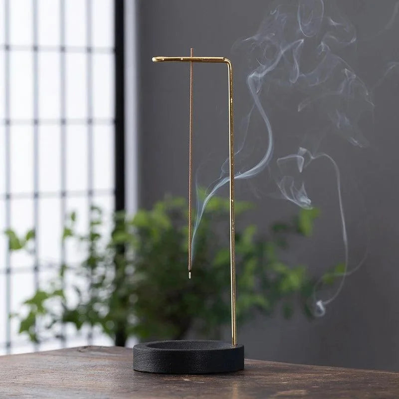 Suporte de Incenso Invertido de Madeira e Metal para Aromaterapia Lenogue