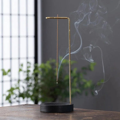 Suporte de Incenso Invertido de Madeira e Metal para Aromaterapia Lenogue