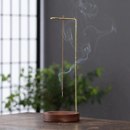 Suporte de Incenso Invertido de Madeira e Metal para Aromaterapia Lenogue