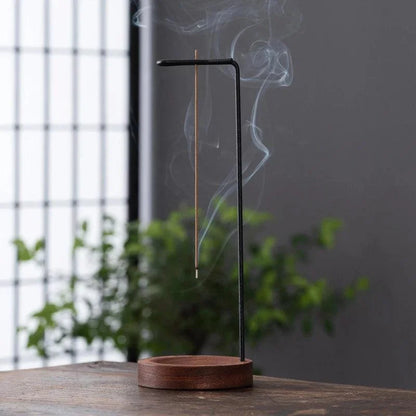 Suporte de Incenso Invertido de Madeira e Metal para Aromaterapia Lenogue