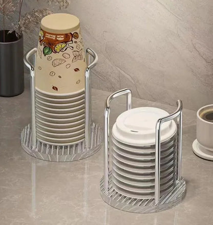 Suporte Organizador de Copos Descartáveis em Aço Inox e Acrílico Lenogue