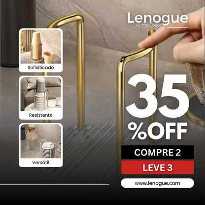 Suporte Organizador de Copos Descartáveis em Aço Inox e Acrílico Lenogue