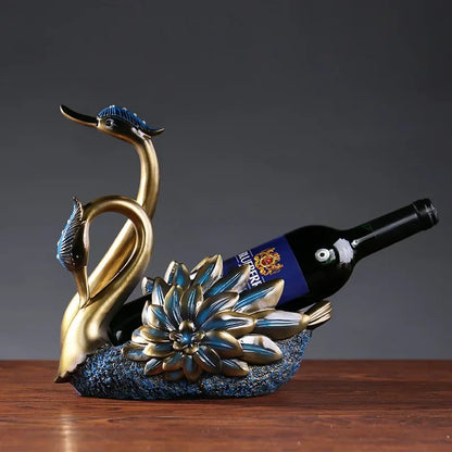 Suporte para Garrafa de Vinho em Resina Design Cisne Lenogue