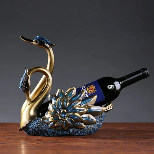 Suporte para Garrafa de Vinho em Resina Design Cisne Lenogue