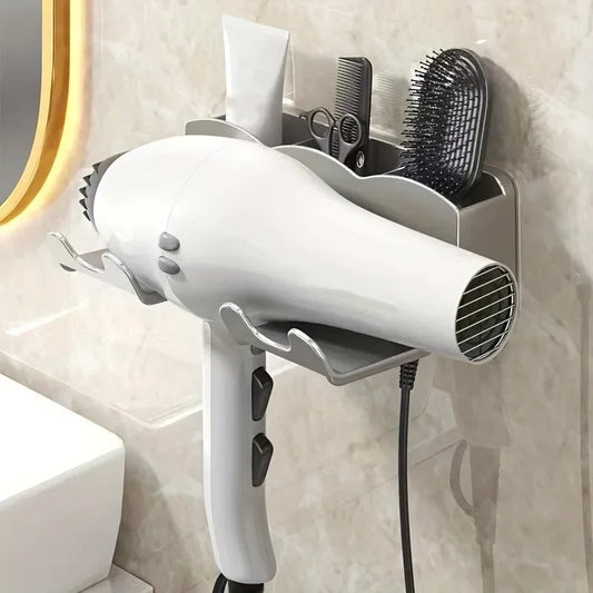 Suporte para Secador de Cabelo sem Perfuração Fixação Adesiva Lenogue