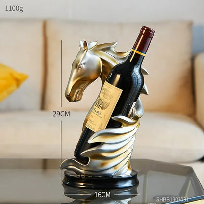 Suporte para Vinho Cavalo Decorativo em Resina de Luxo Lenogue