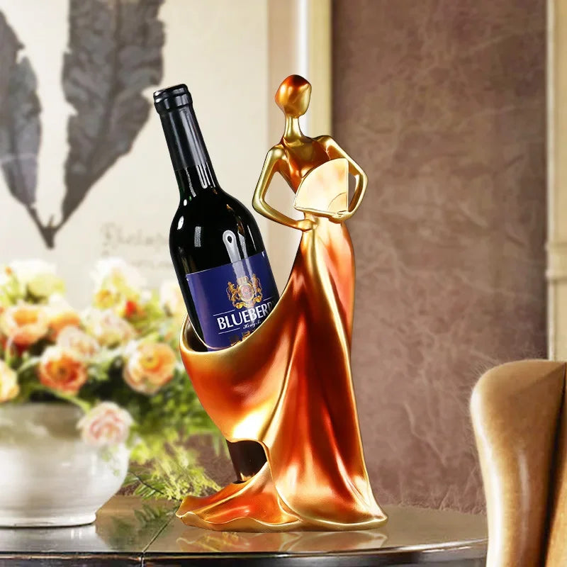 Suporte para Vinho Escultura Feminina em Resina Moderna Lenogue